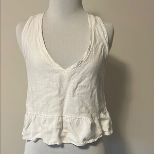 La Hearts White Ruffled Crop Tank Top